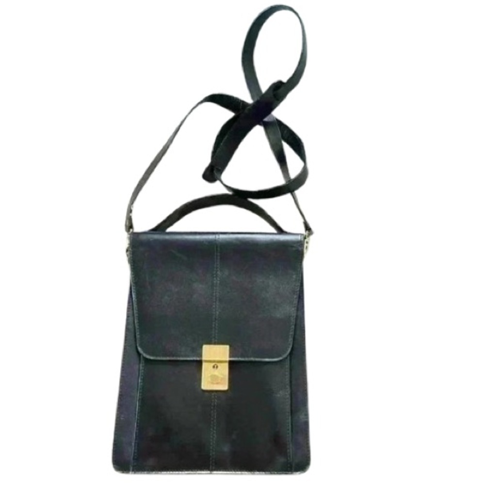NUOVO  CAPICA BLVK LEATHER MESSENGER CROSSBODY BAG